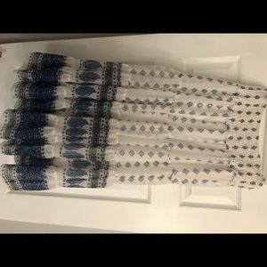 Long Bohemian Blue and White Skirt